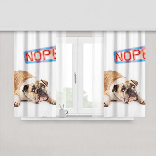 Bulldog Nope Peach Skin Window Curtains