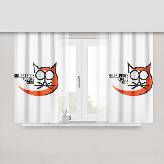 Bulletprof Tigers Baseball Logo White Peach Skin Window Curtains