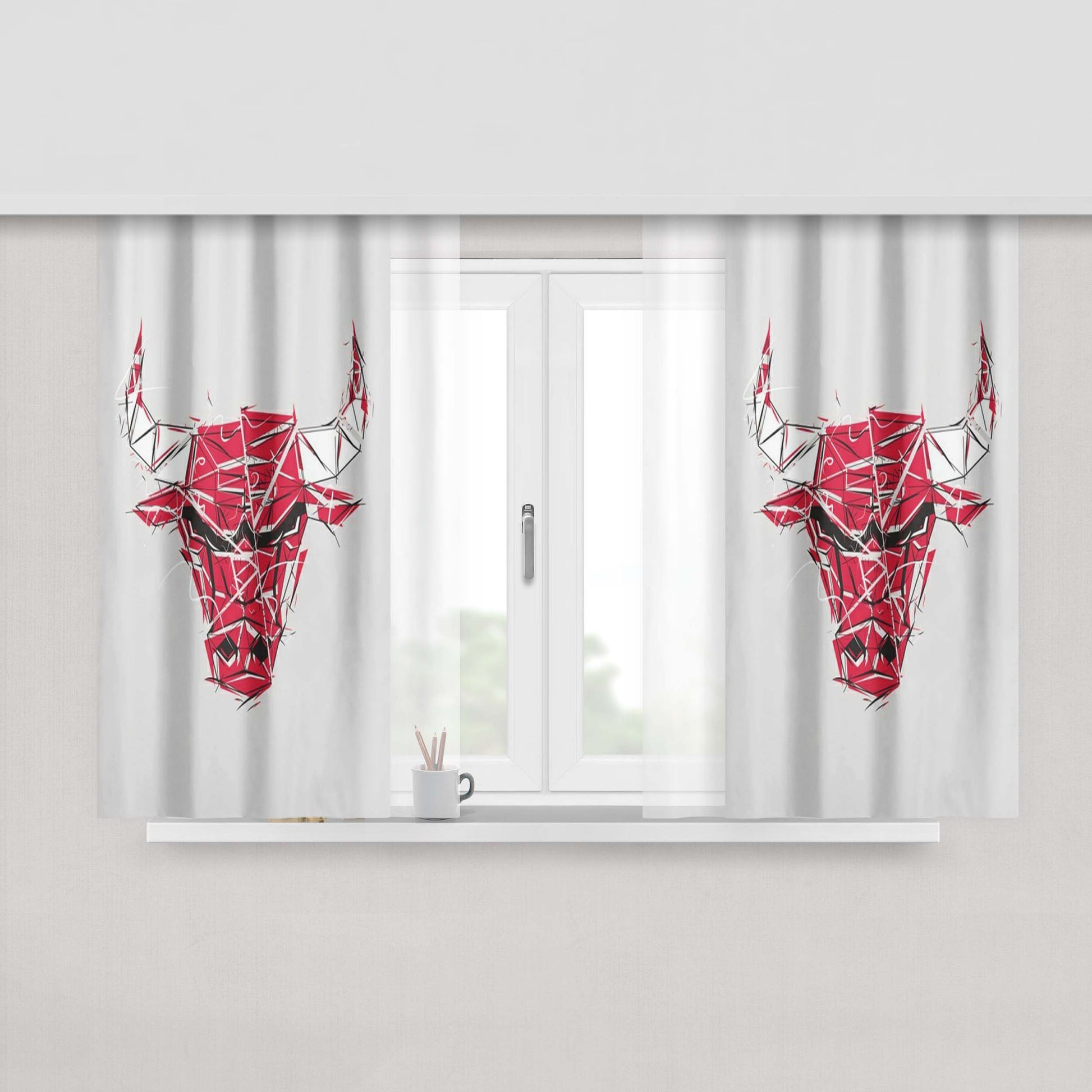 Bulls Basketball Peach Skin Window Curtains