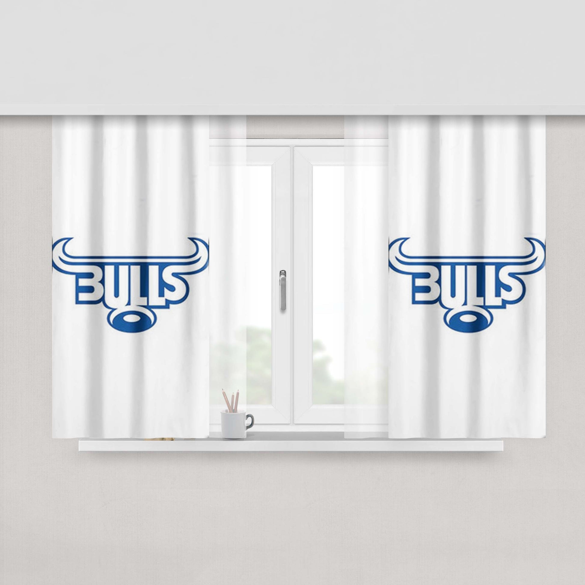Bulls Logo Peach Skin Window Curtains