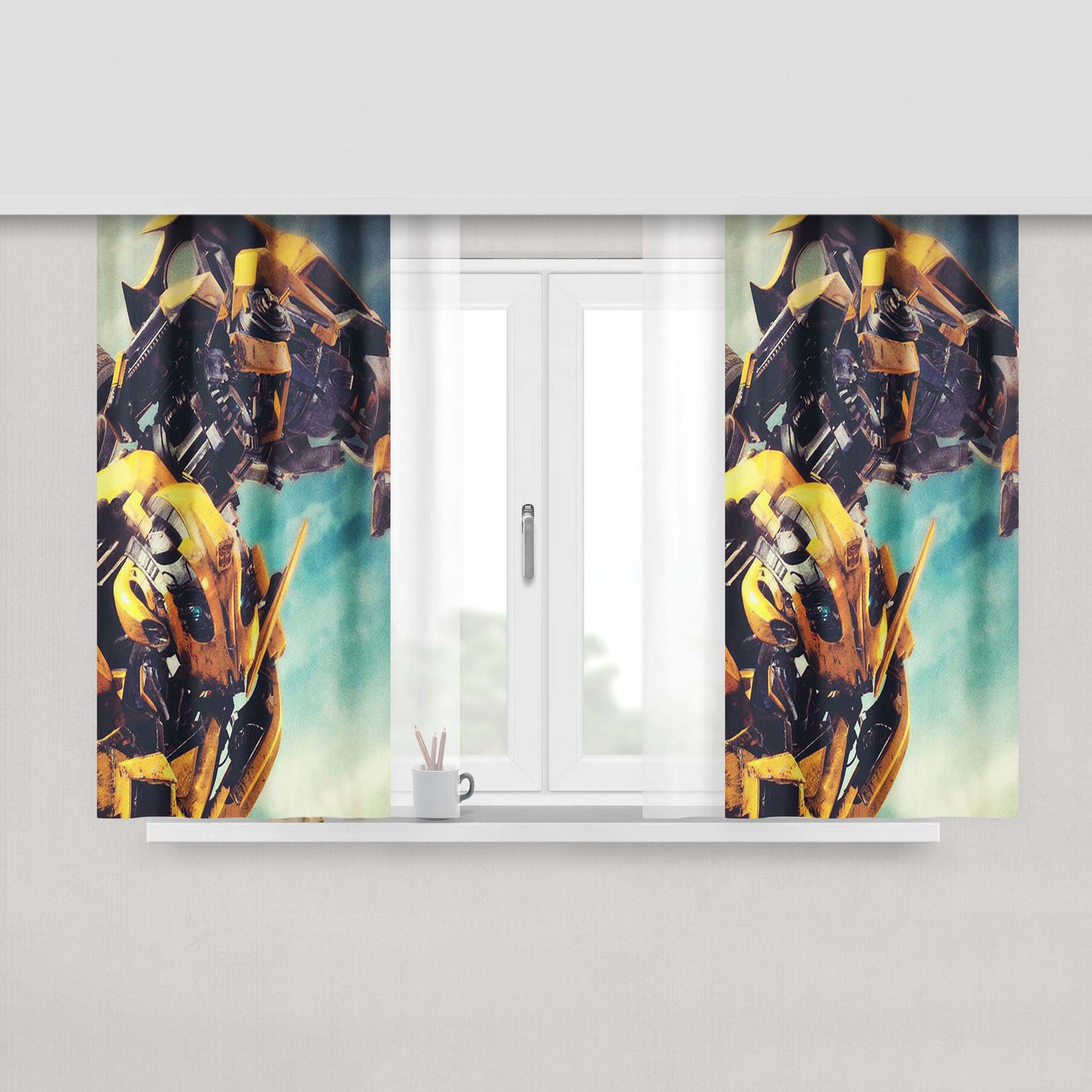 Bumbble Bee Action Peach Skin Window Curtains