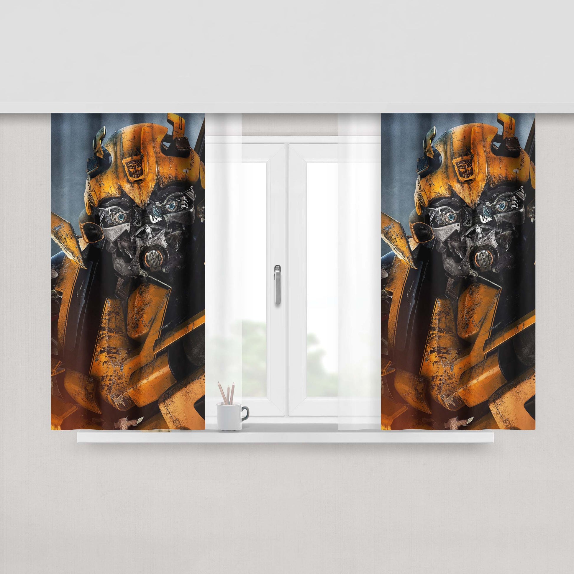 Bumble Bee Transformer Peach Skin Window Curtains