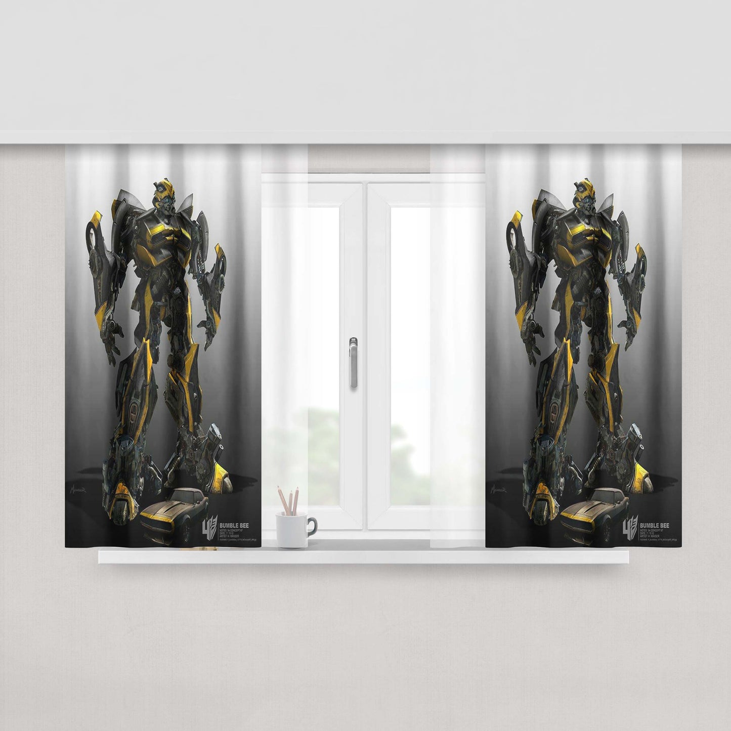 Bumble Bee Peach Skin Window Curtains