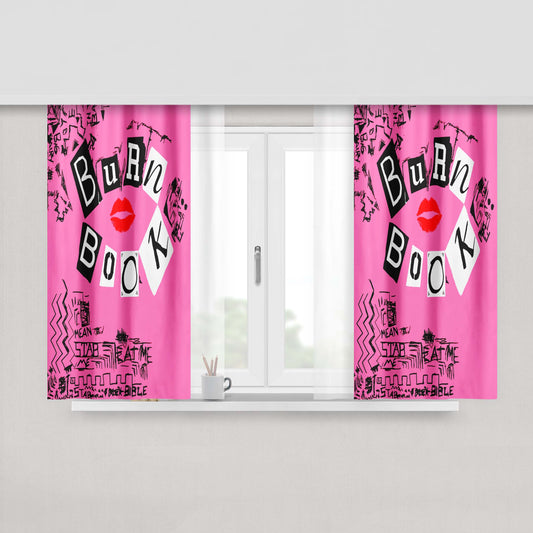 Burn Book Funny Quote Kiss Pink Peach Skin Window Curtains
