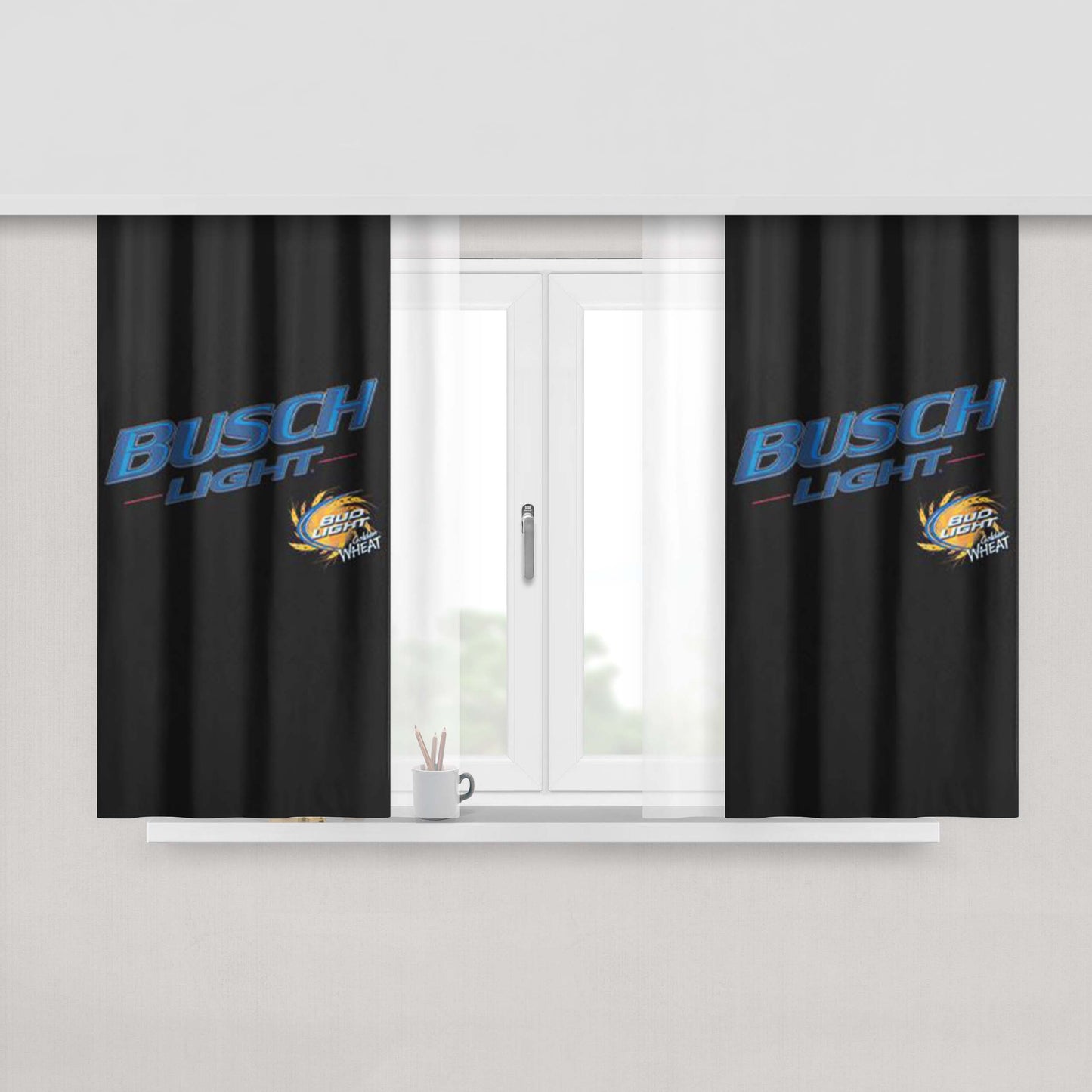 Busch Beer Light Bud New Anheuser Peach Skin Window Curtains