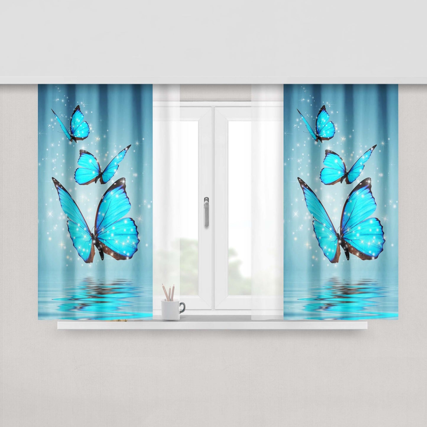 Butterfly Peach Skin Window Curtains
