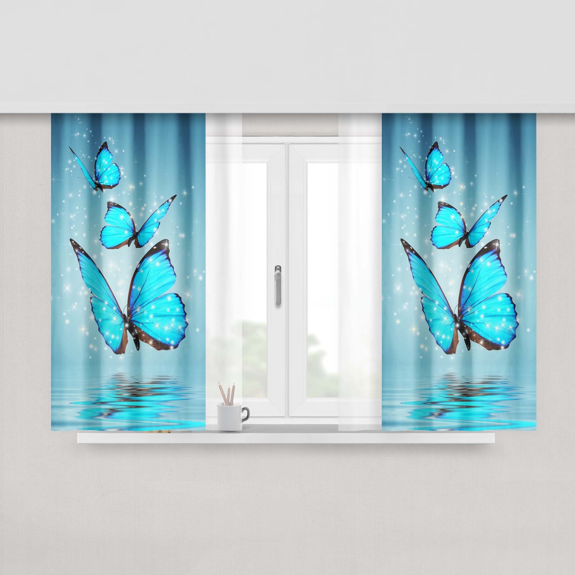 Butterfly Peach Skin Window Curtains
