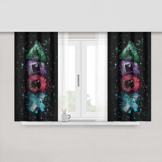 Button Playstation Glow In The Dark Art Peach Skin Window Curtains
