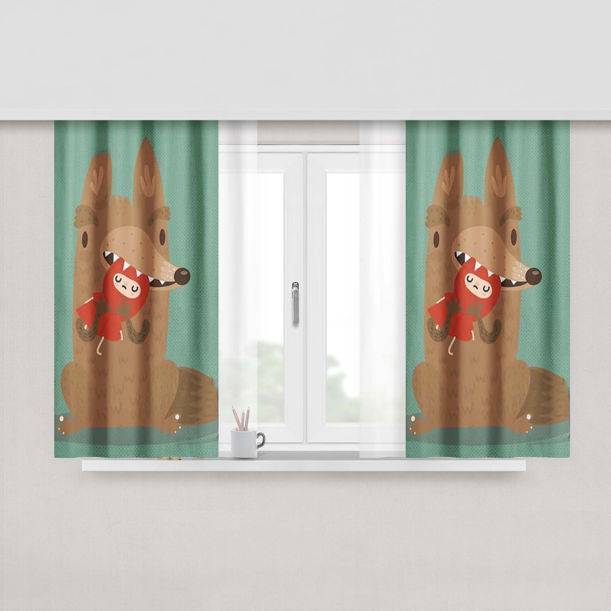 Bye Little Red Peach Skin Window Curtains