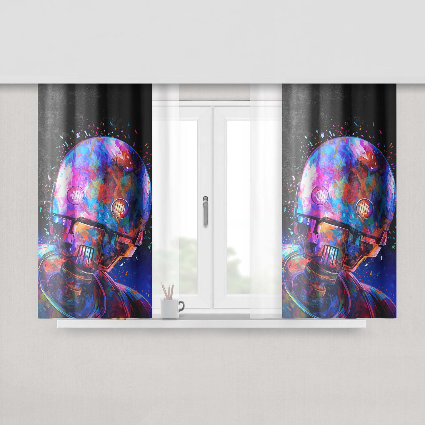 C Initial For Chicago Cubs Peach Skin Window Curtains