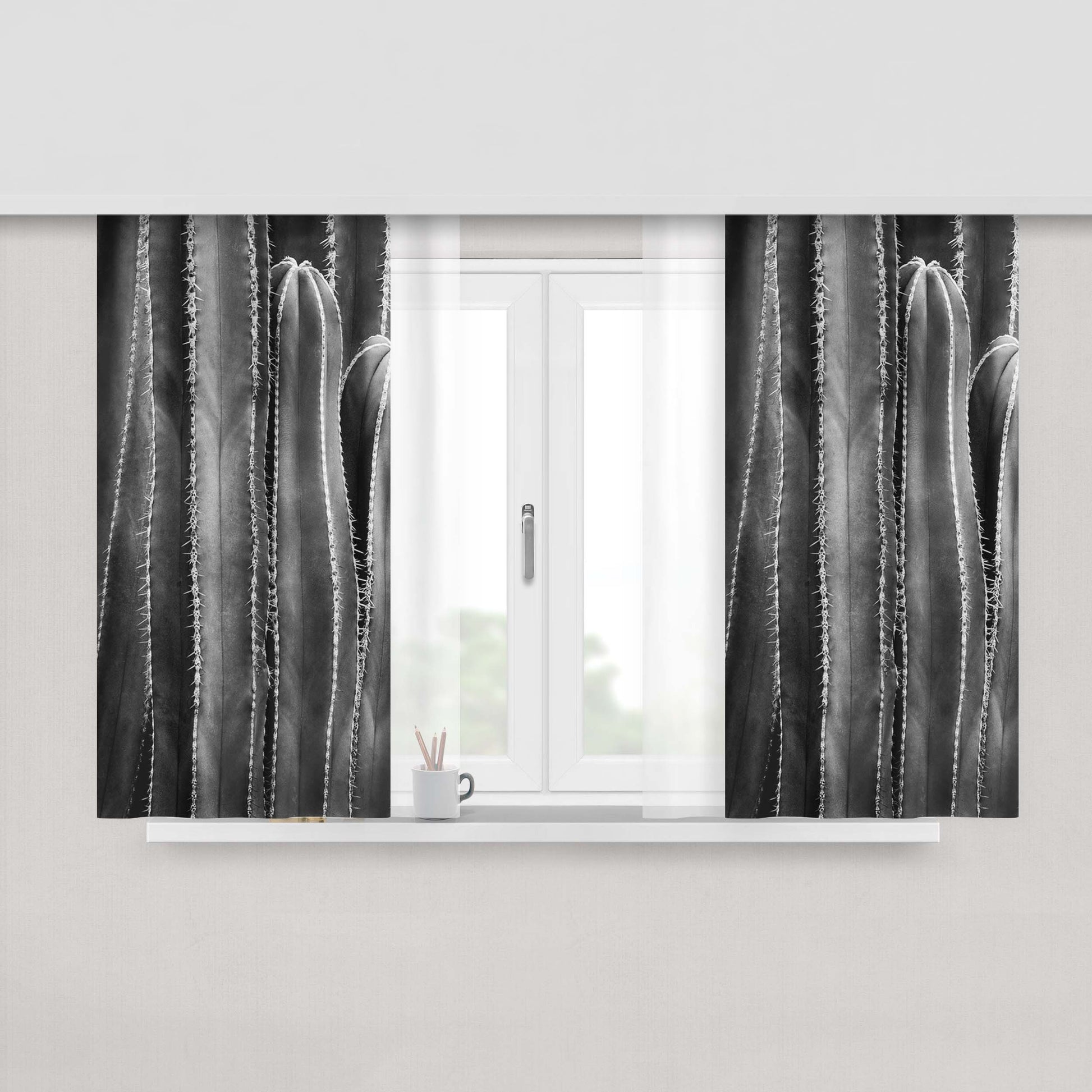 Cactus Bw Photo Texture Peach Skin Window Curtains