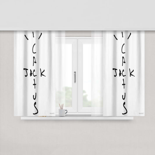 Cactus Jack On White Peach Skin Window Curtains