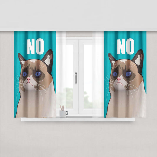 Cactus The Cranky Cat Peach Skin Window Curtains