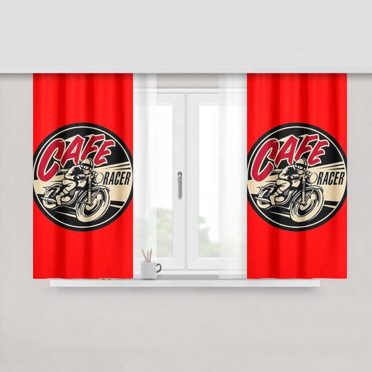 Cafe Race Red Peach Skin Window Curtains