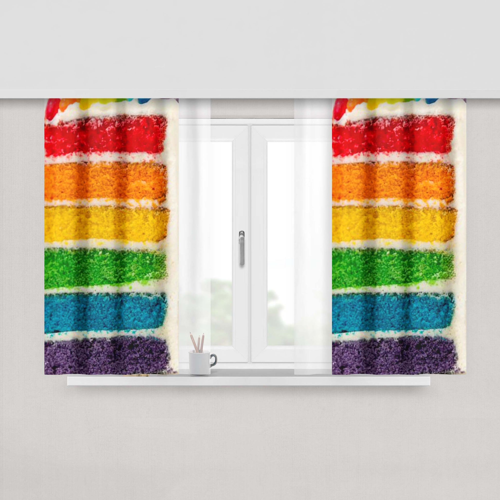 Cake Rainbow Peach Skin Window Curtains