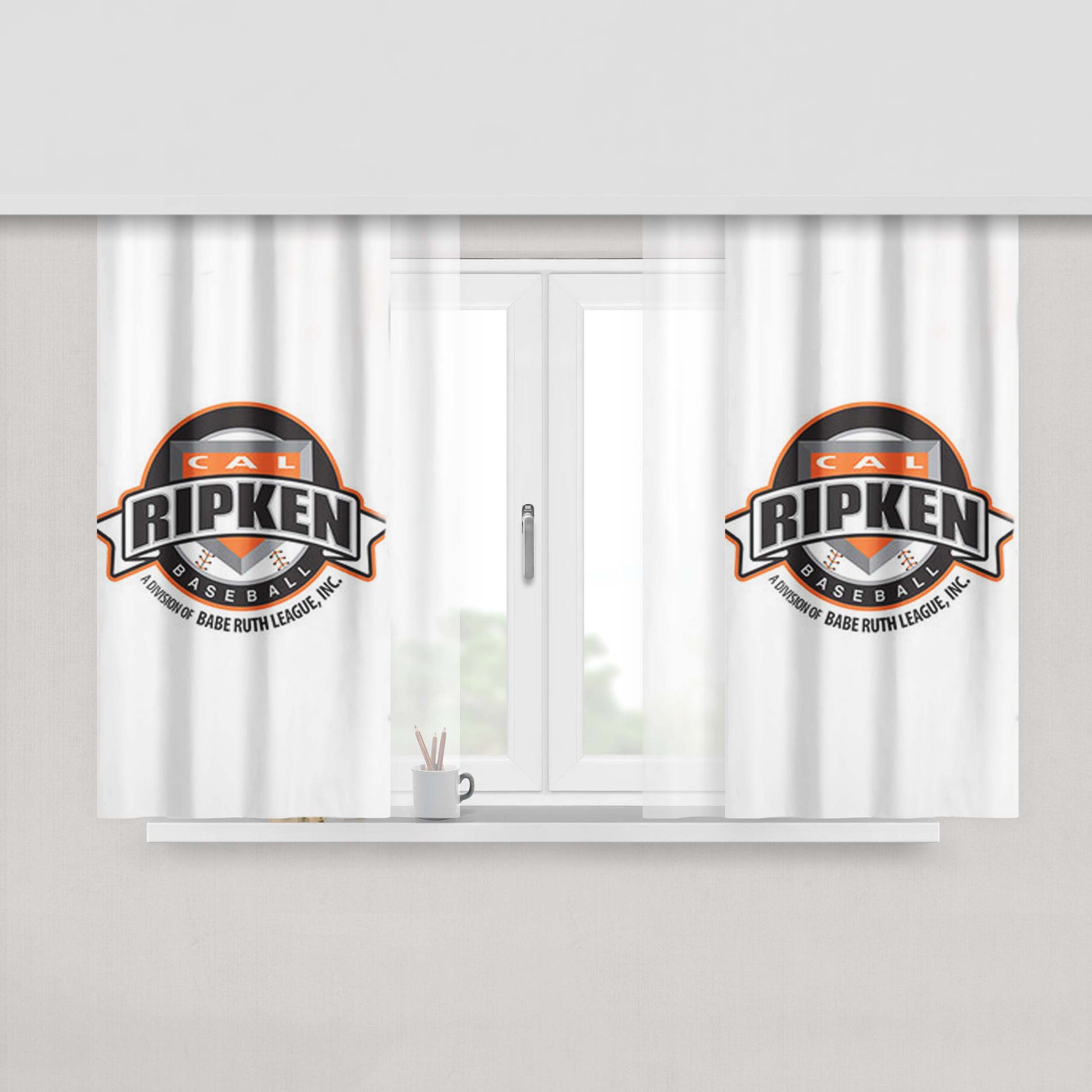 Cal Ripken Baseball Logo White Peach Skin Window Curtains