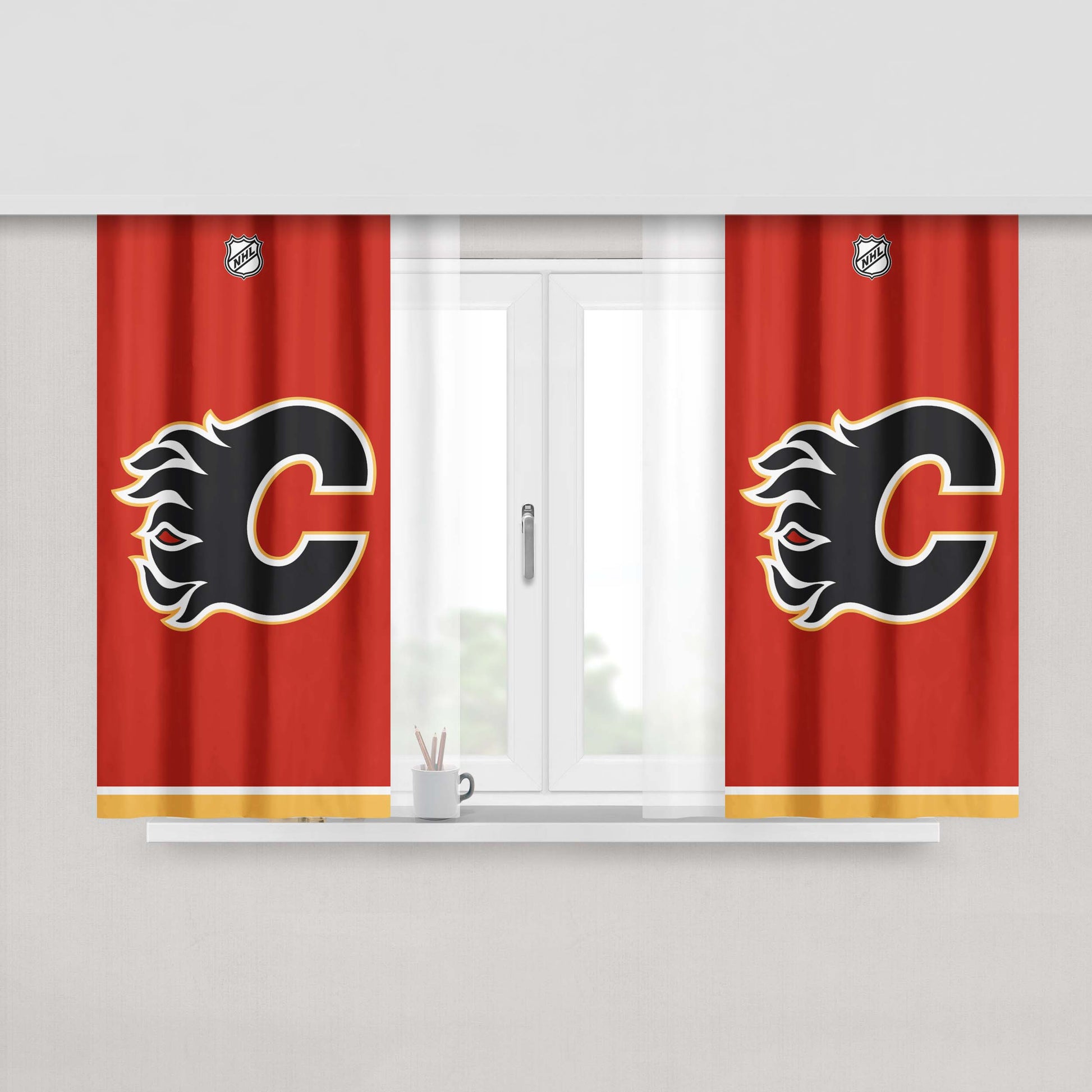 Calgary Flames 1 Peach Skin Window Curtains