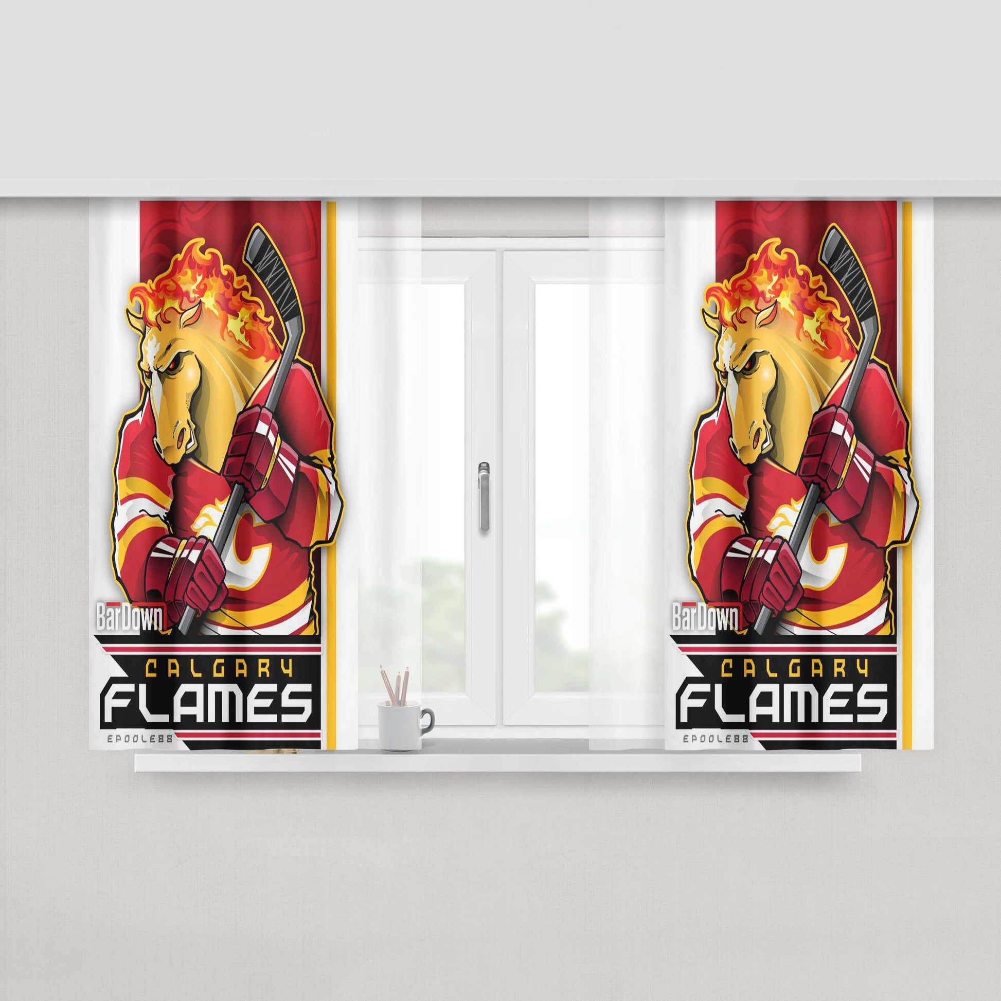 Calgary Flames Peach Skin Window Curtains