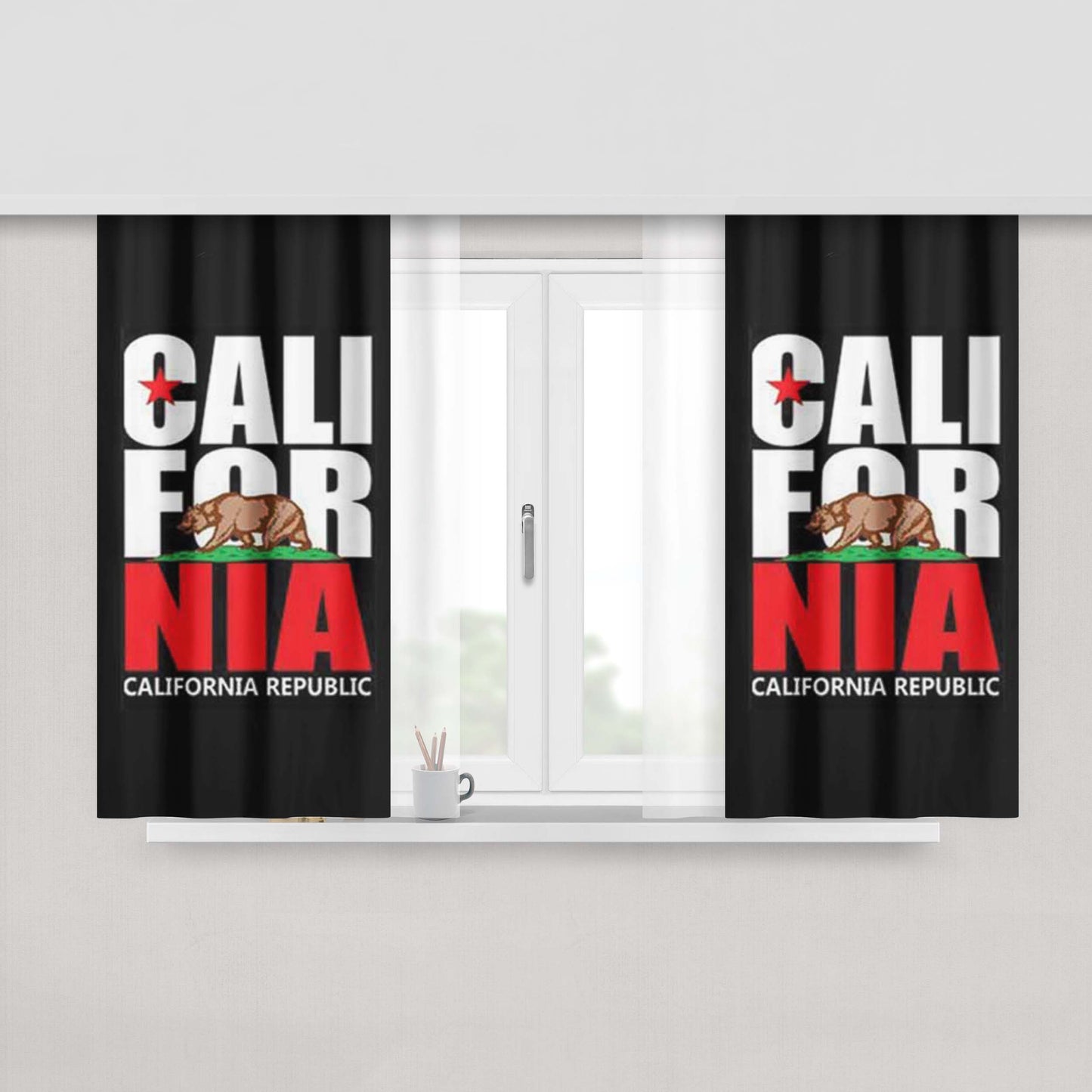 California Bear Peach Skin Window Curtains