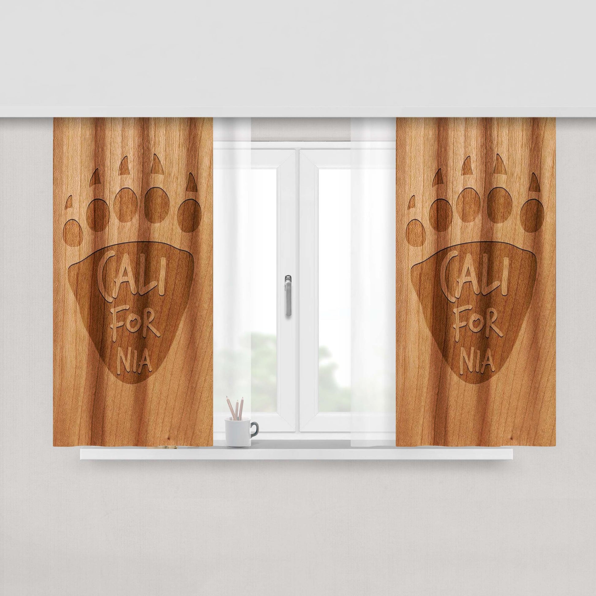 California Dog Lovers Peach Skin Window Curtains