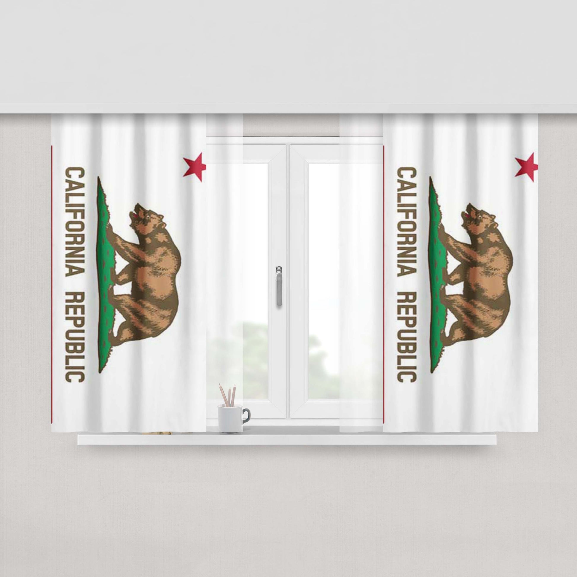 California Flag Plain Peach Skin Window Curtains