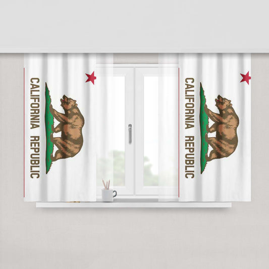 California Flag Plain Peach Skin Window Curtains