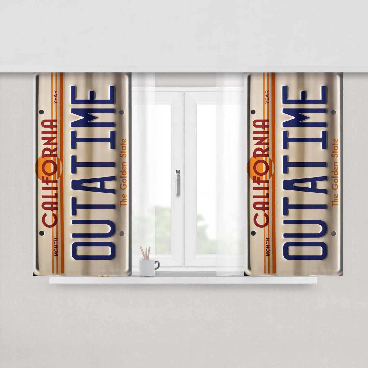California Outatime License Plate Peach Skin Window Curtains