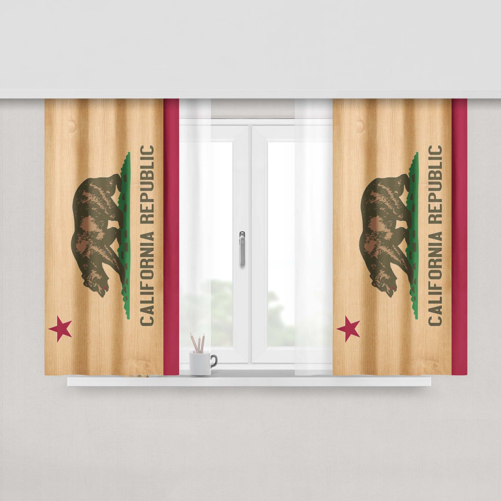 California Republic Wood Texture Peach Skin Window Curtains