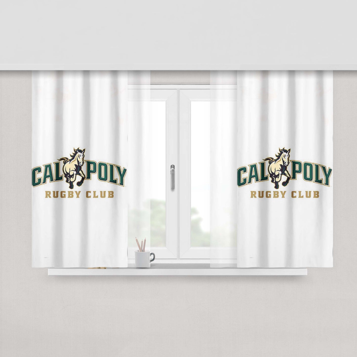 Call Poly Rugby Club Peach Skin Window Curtains