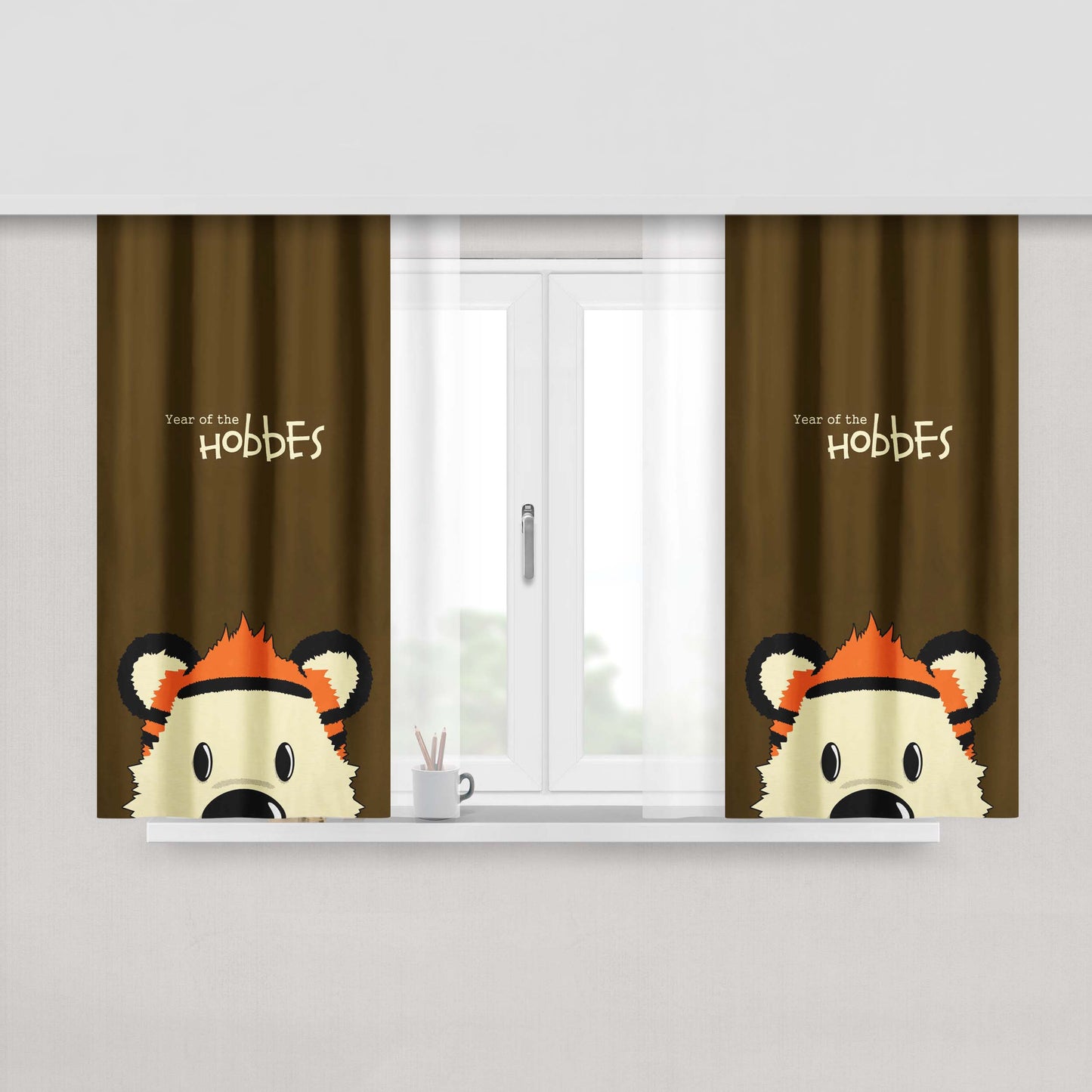 Calvin And Holbes Peach Skin Window Curtains