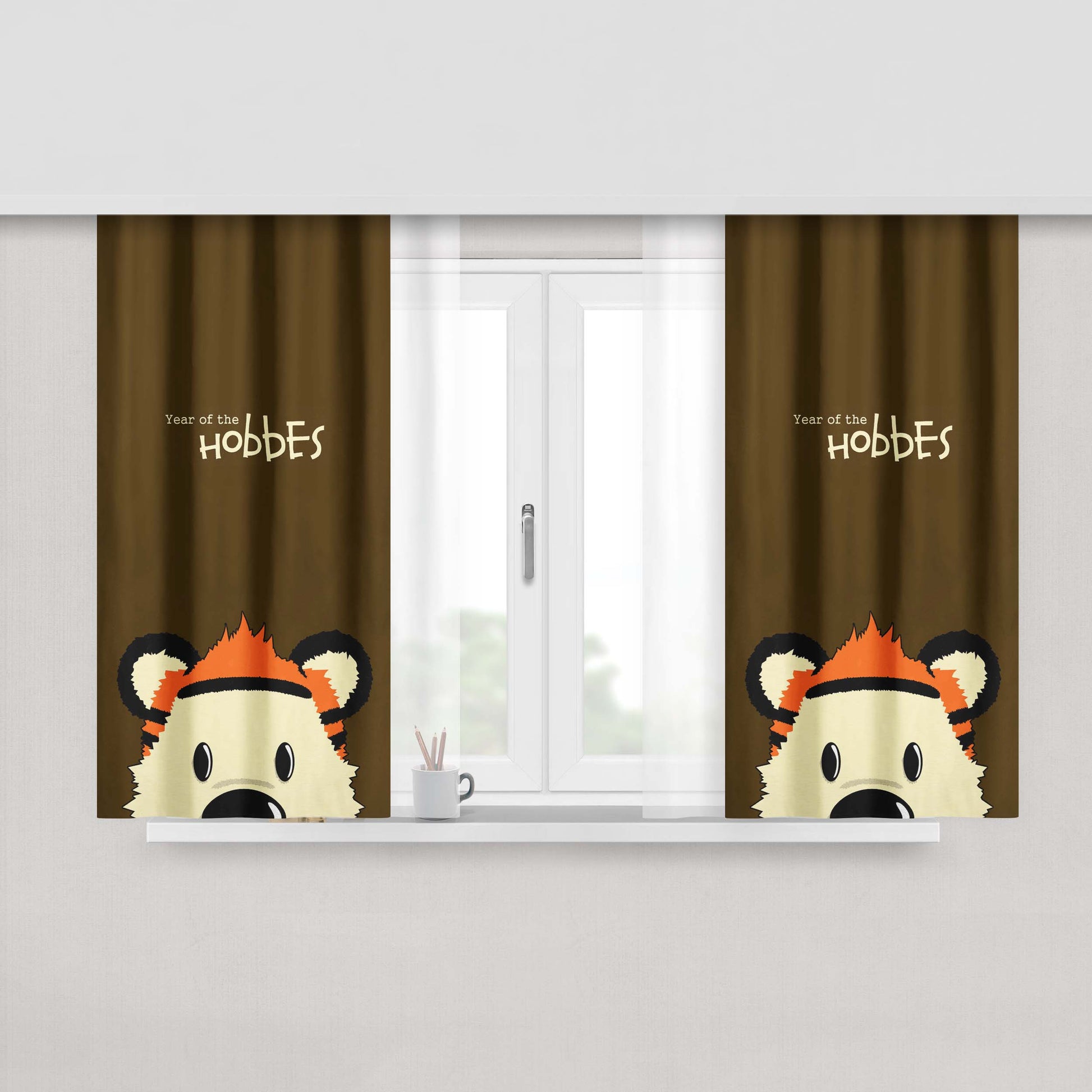 Calvin And Holbes Peach Skin Window Curtains