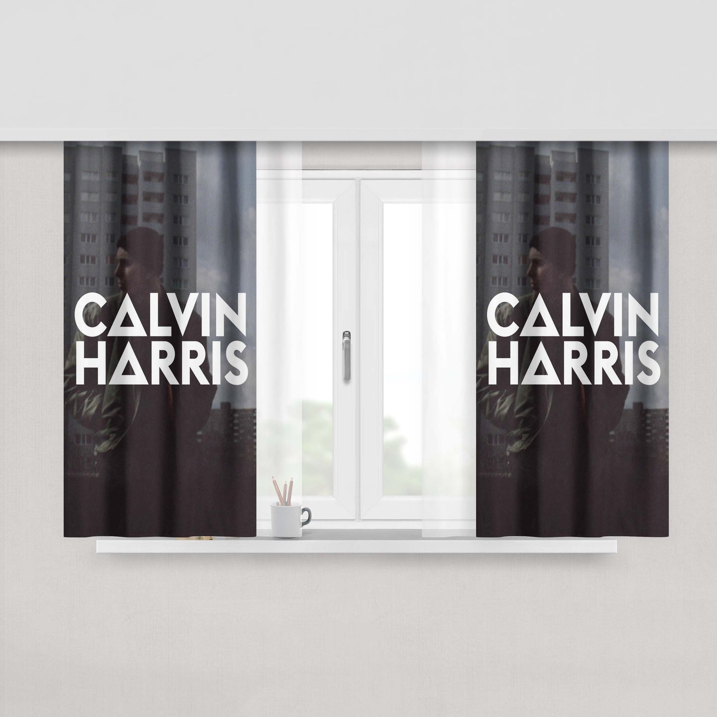 Calvin Harris Logo Peach Skin Window Curtains