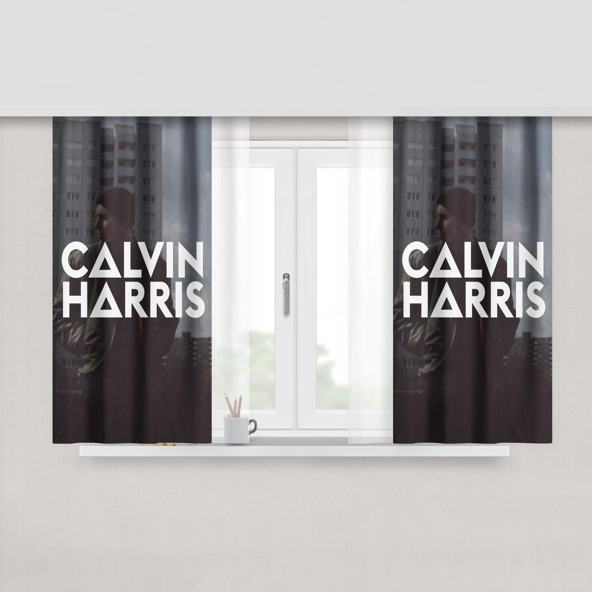 Calvin Harris Logo Peach Skin Window Curtains