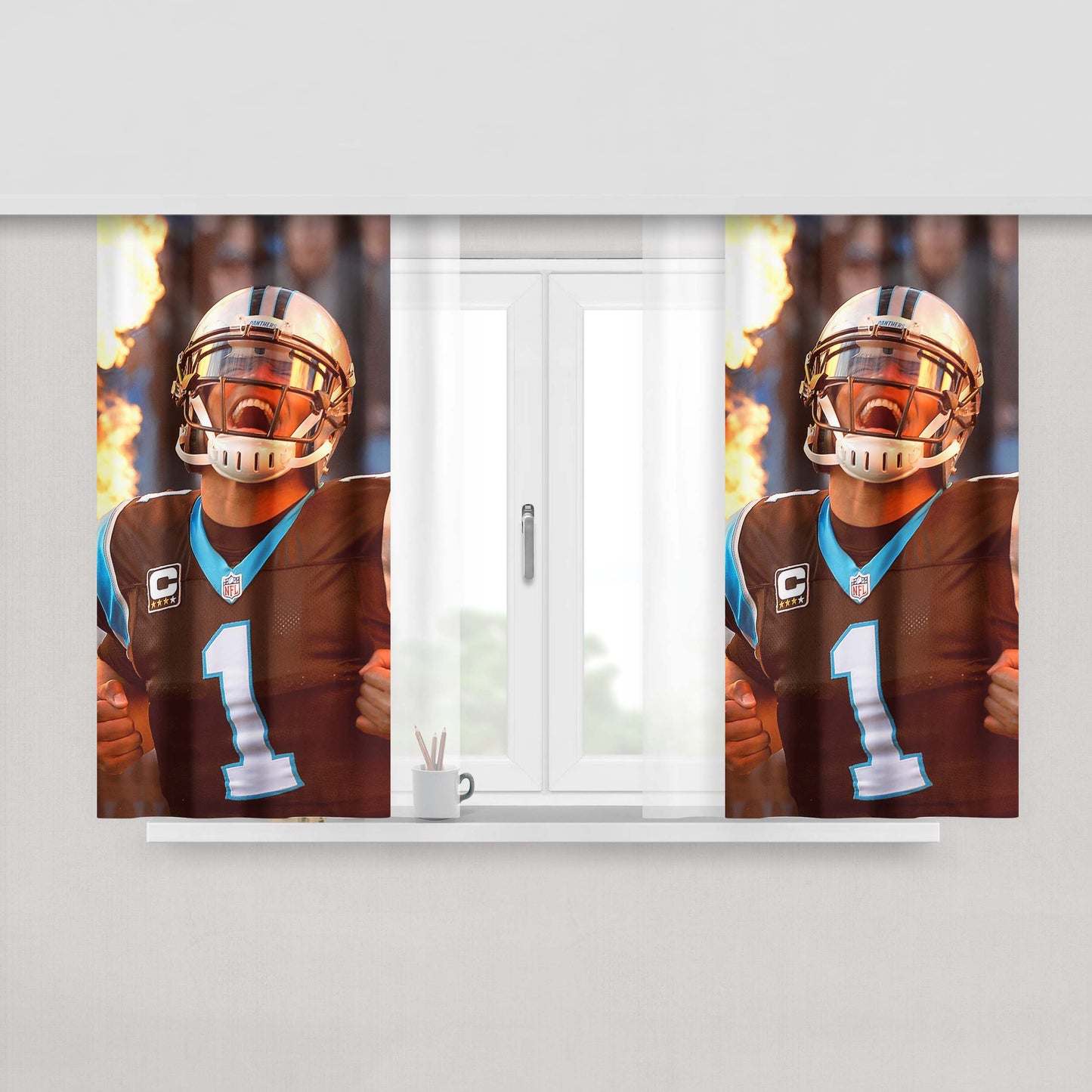Cam Newton On Fire 2 Peach Skin Window Curtains