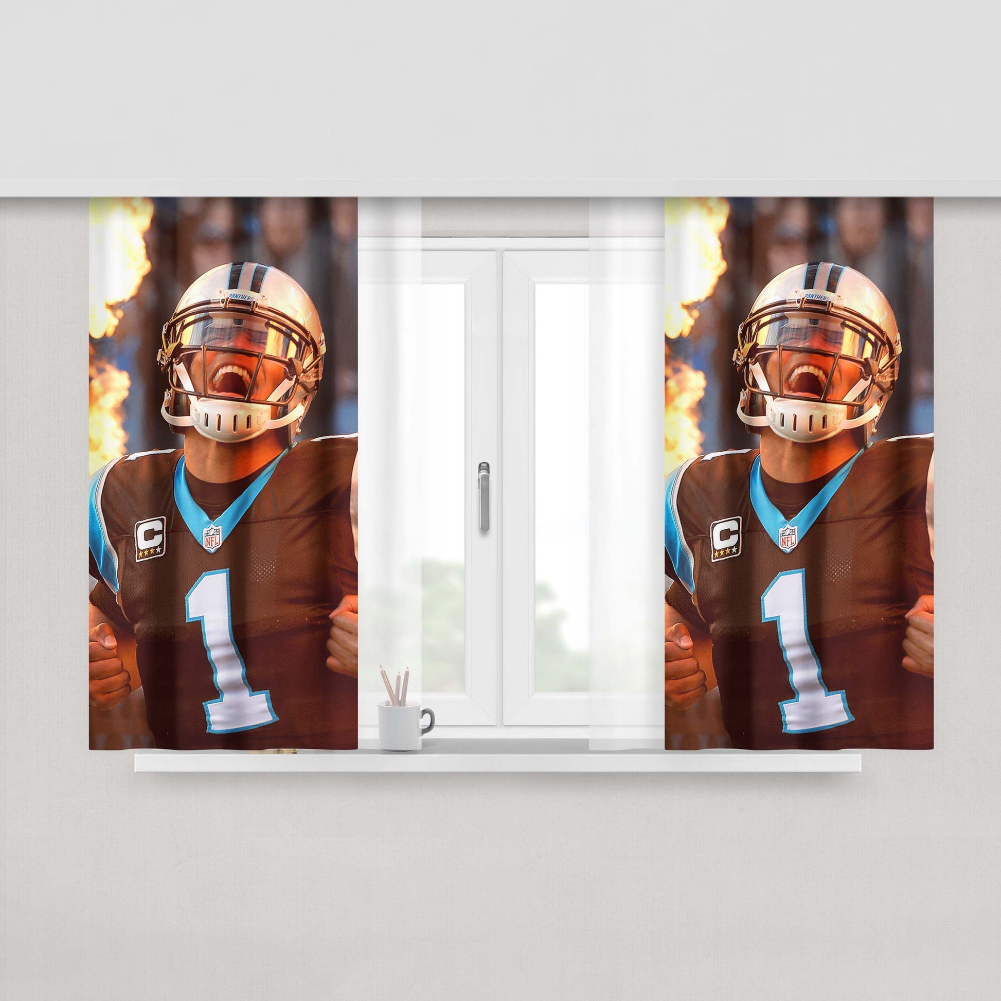 Cam Newton On Fire 2 Peach Skin Window Curtains