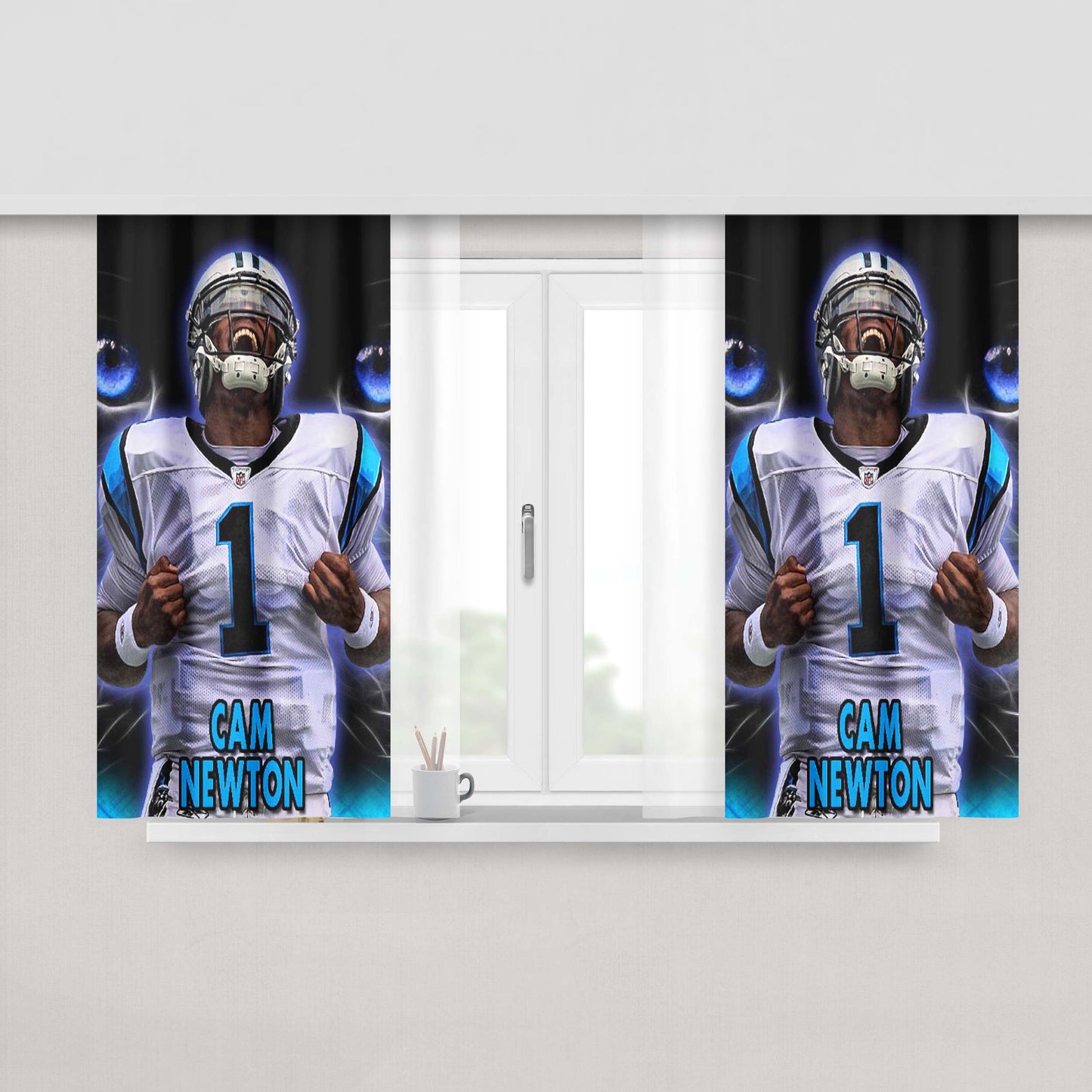 Cam Newton Panthers Eyes Peach Skin Window Curtains