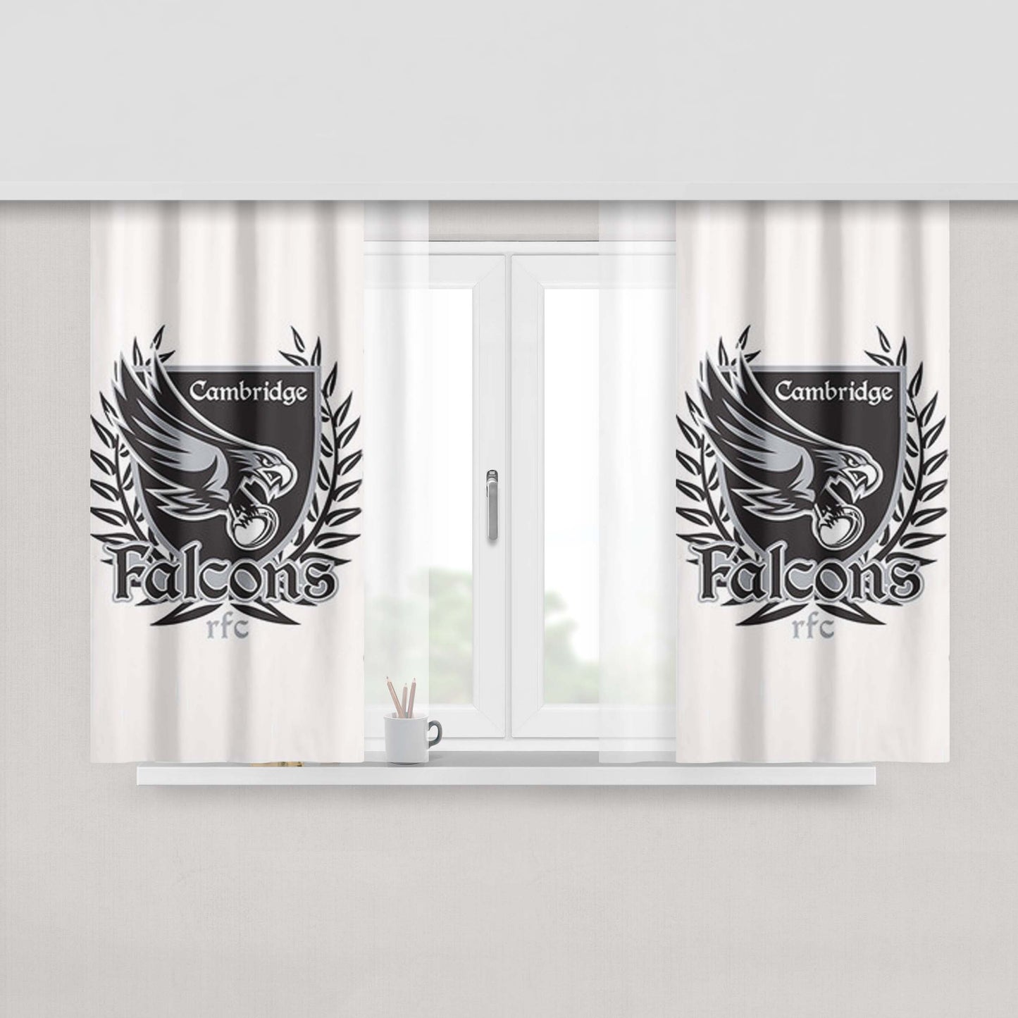 Cambridge Falcons Logo Peach Skin Window Curtains