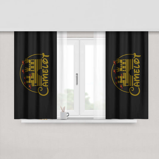 Camelot Merlin King Arthur Castle Peach Skin Window Curtains