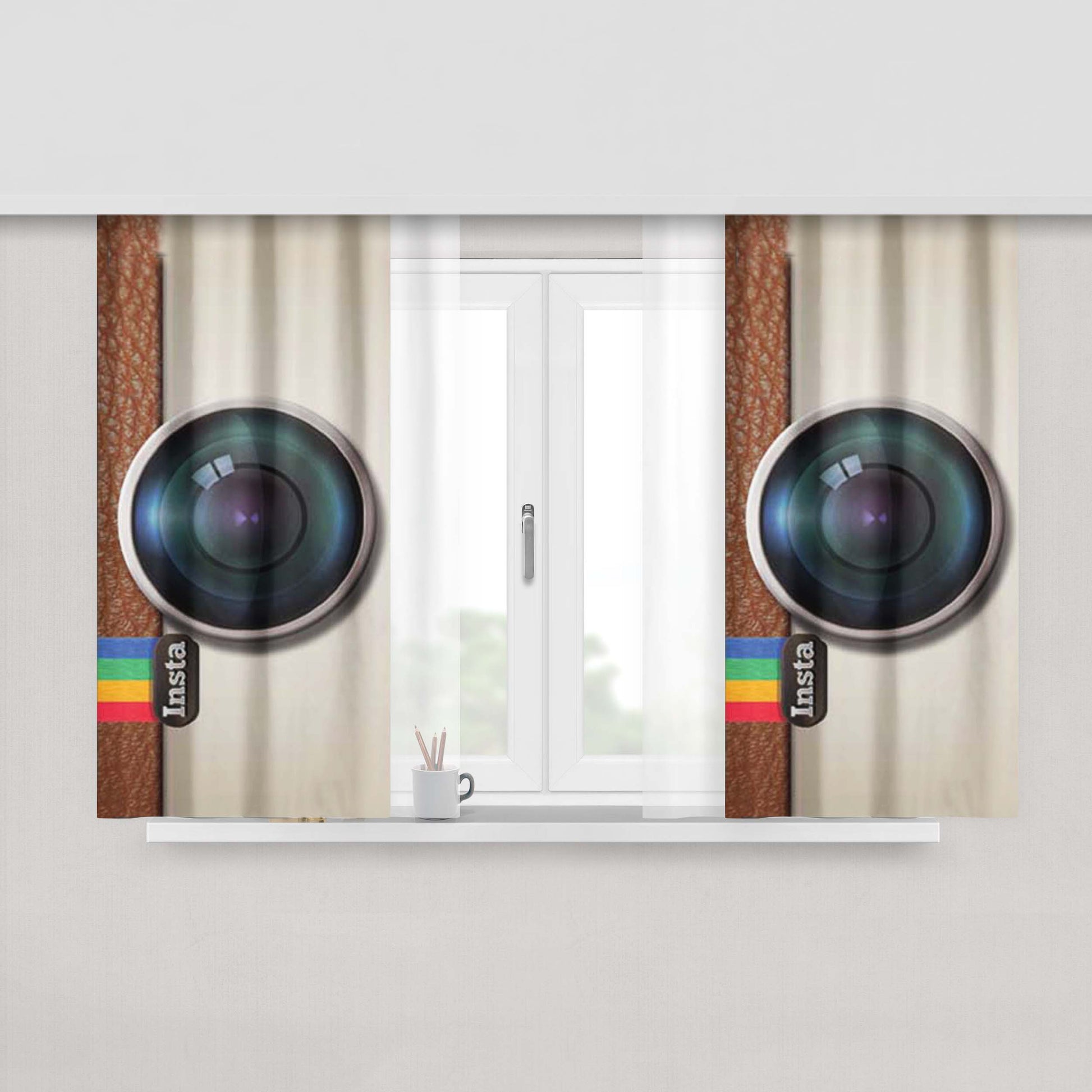 Camera Insta Peach Skin Window Curtains