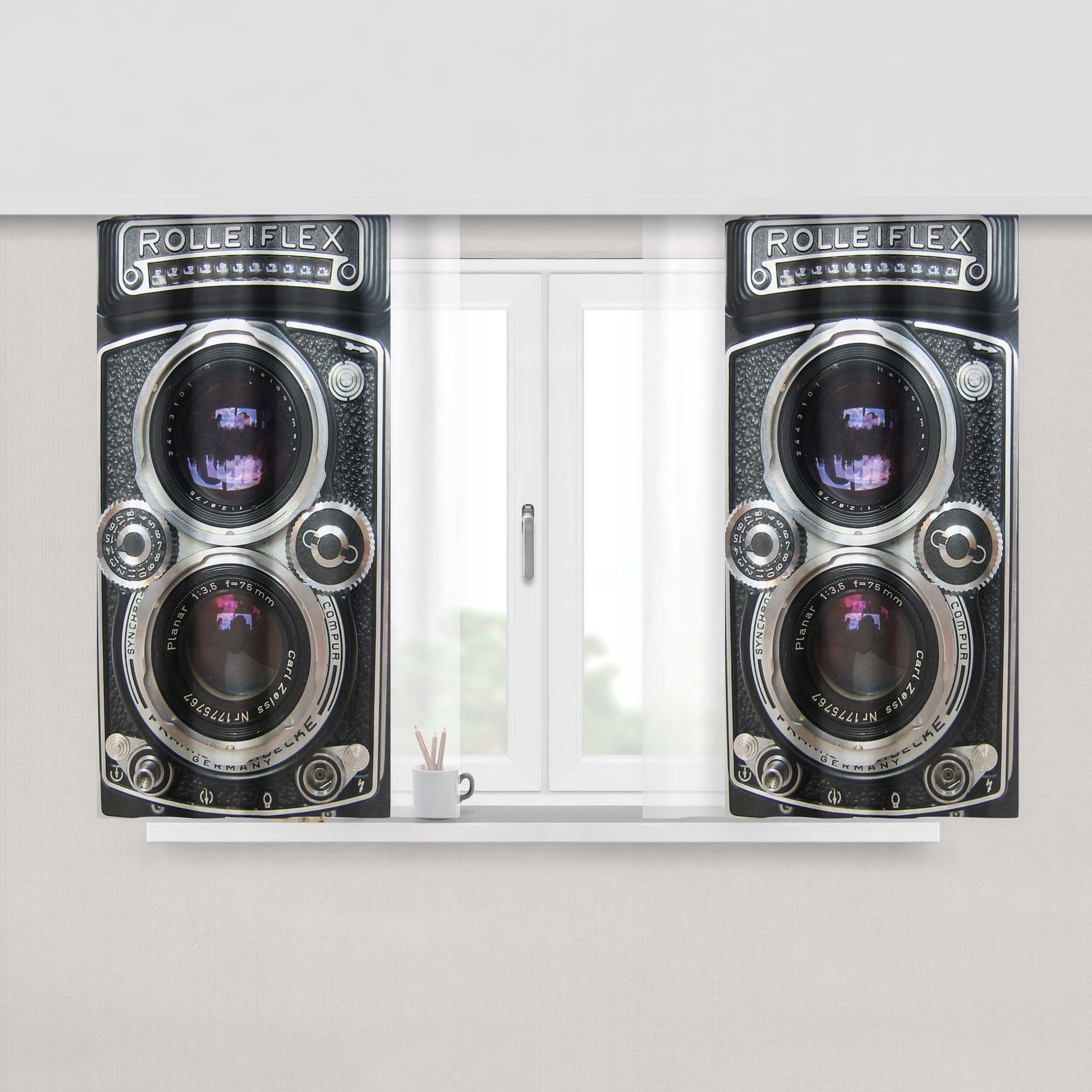 Camera Rolleiflex Peach Skin Window Curtains