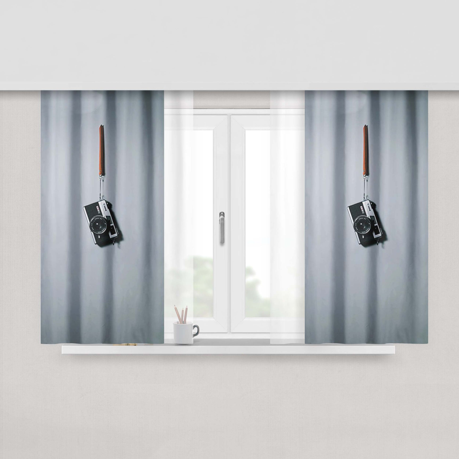 Camera Peach Skin Window Curtains