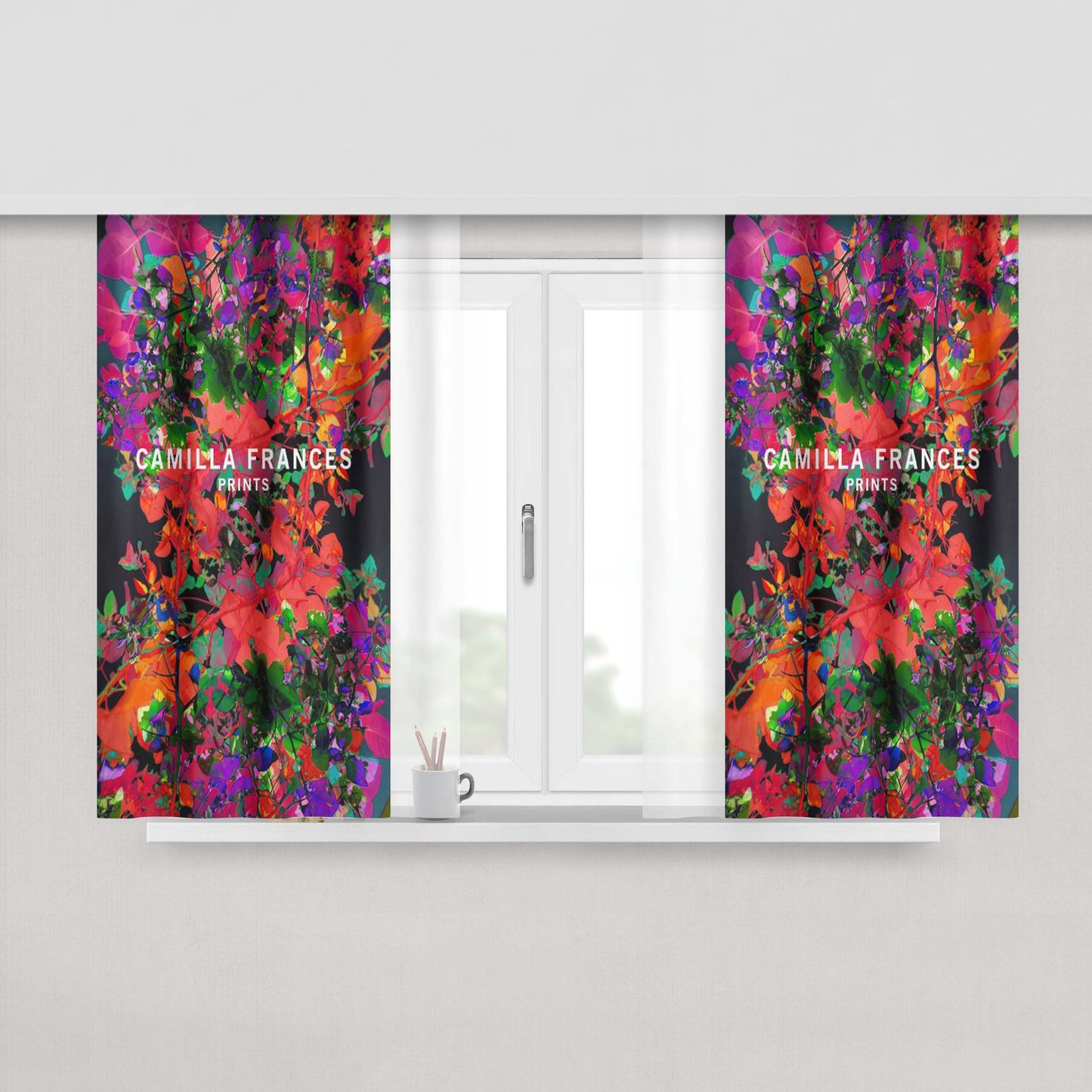 Camilla Frances Flower Peach Skin Window Curtains