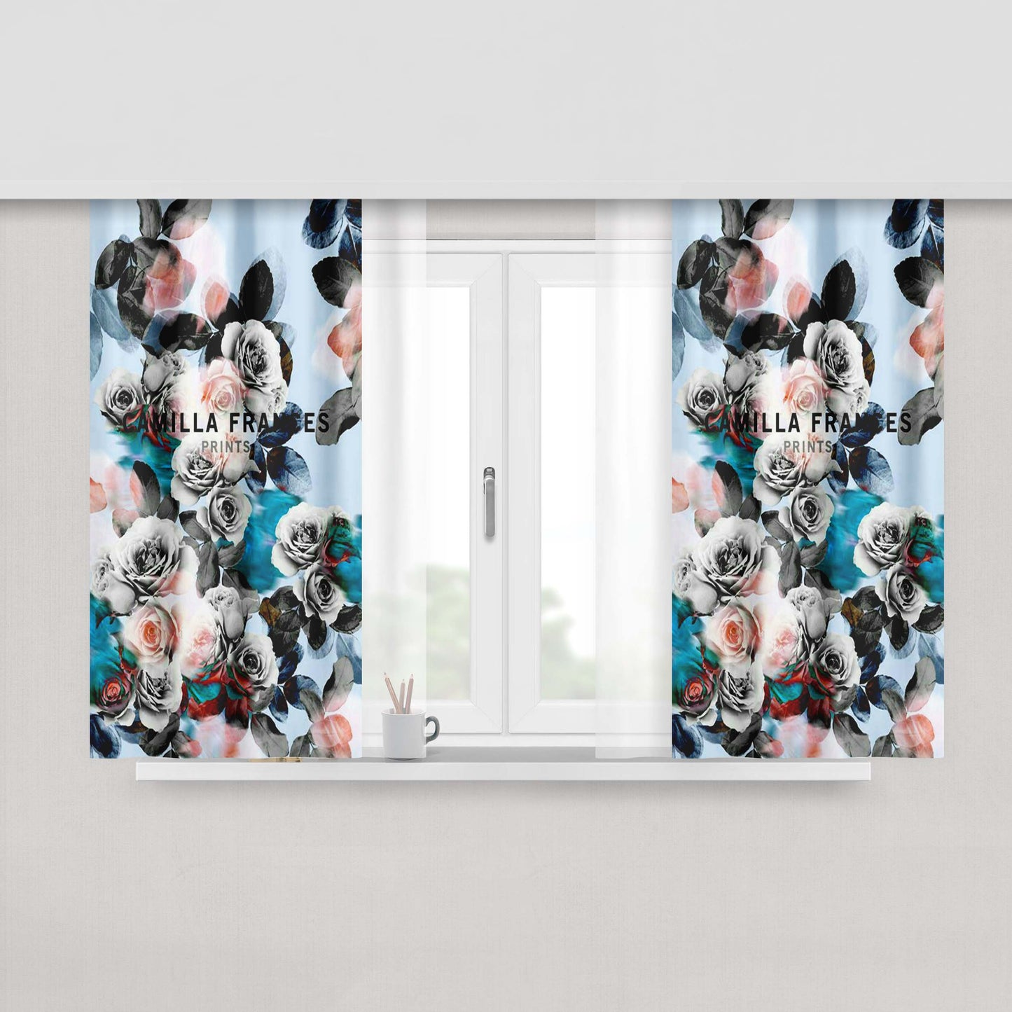 Camilla Frances Illustration Peach Skin Window Curtains