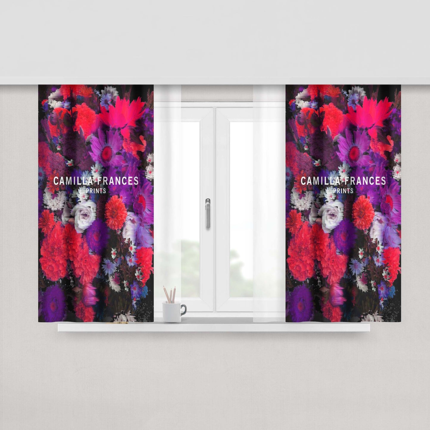 Camilla Frances Red Purple Peach Skin Window Curtains