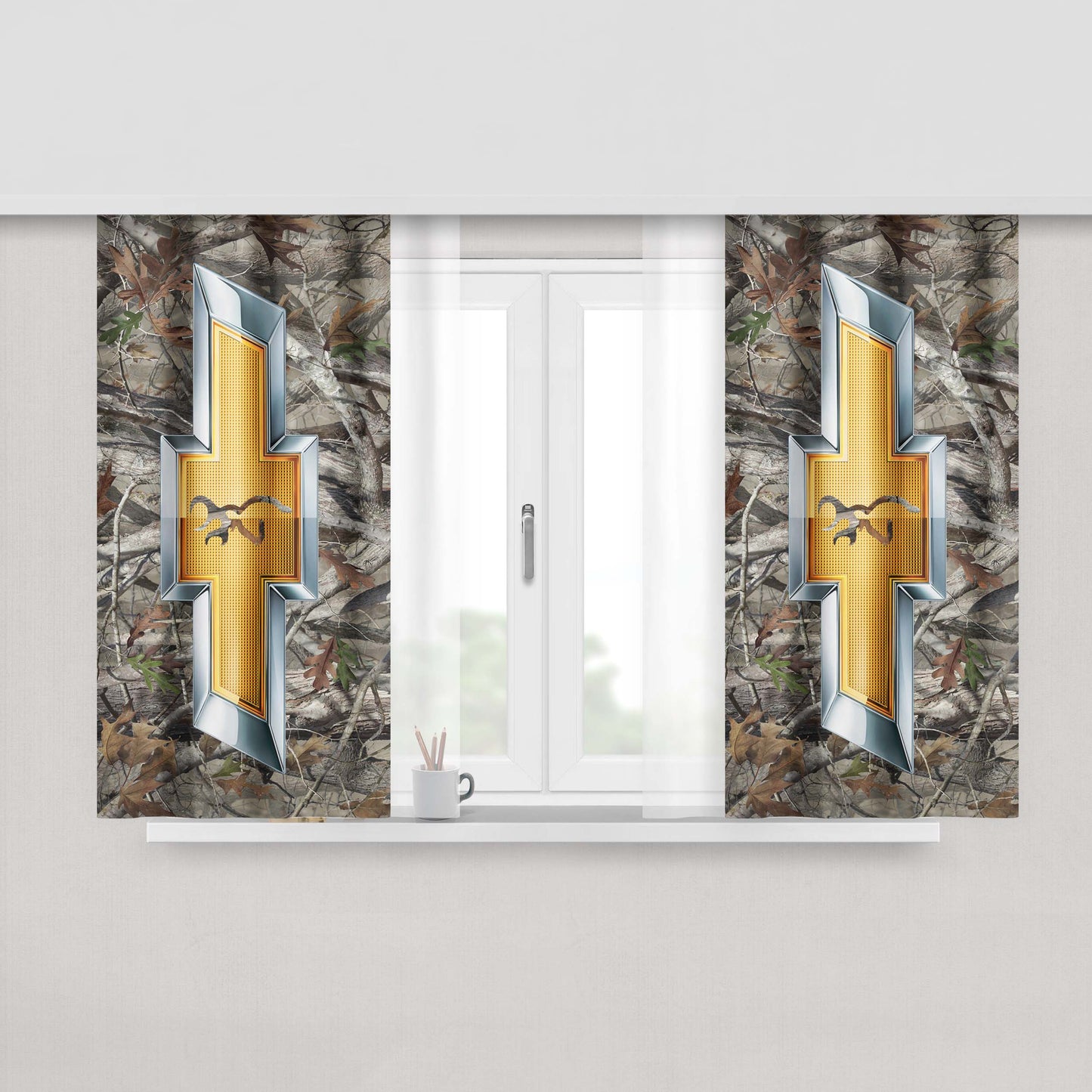 Camo Browning Chevrolet Peach Skin Window Curtains