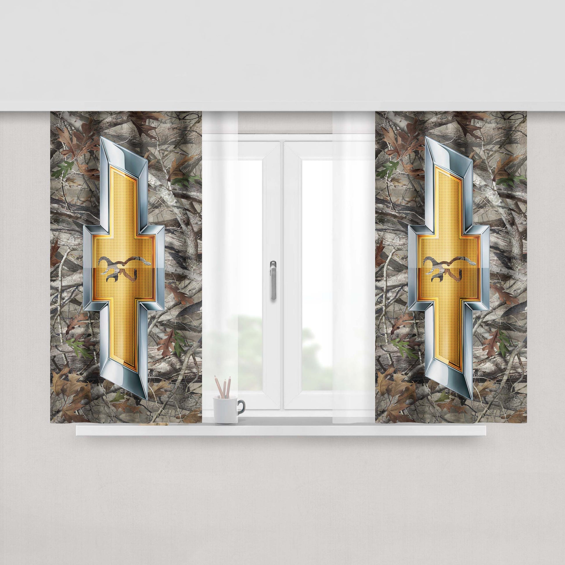 Camo Browning Chevrolet Peach Skin Window Curtains