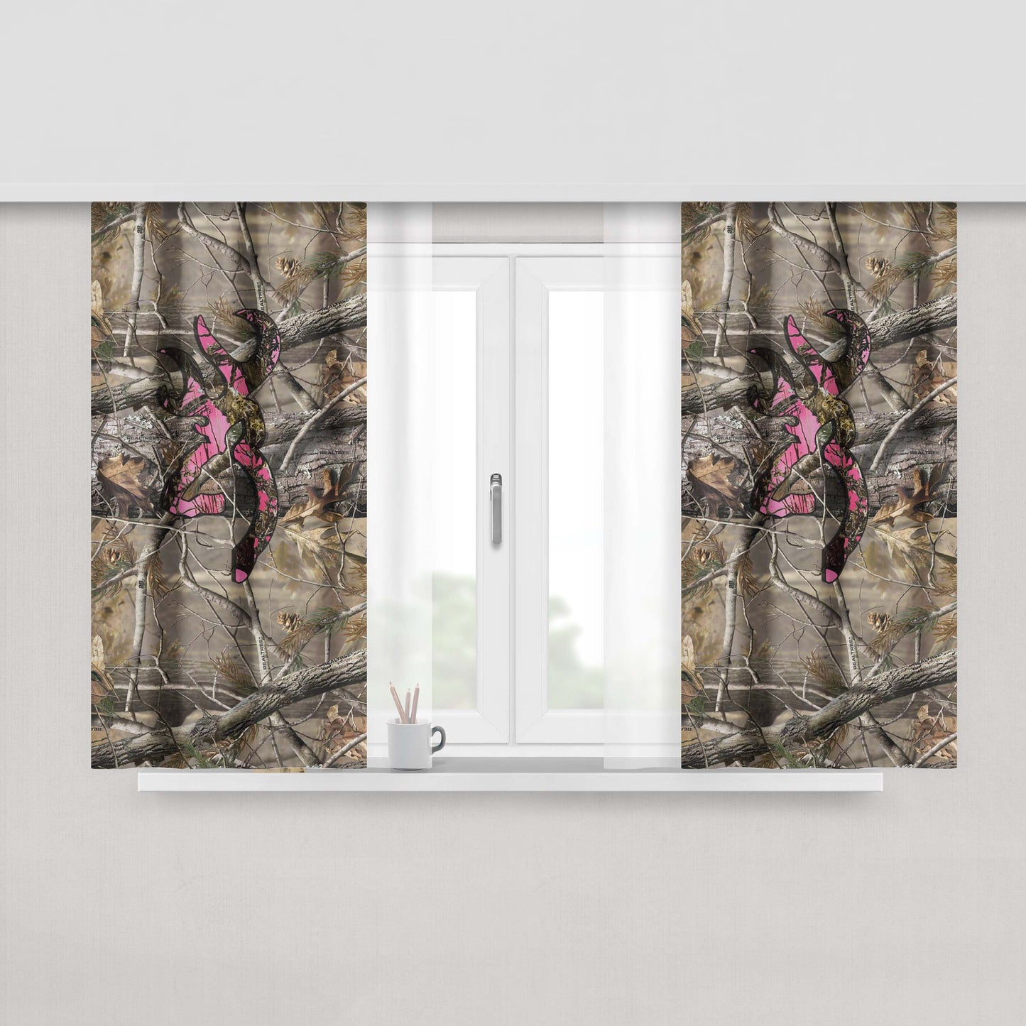 Camouflage Browning Pink Peach Skin Window Curtains