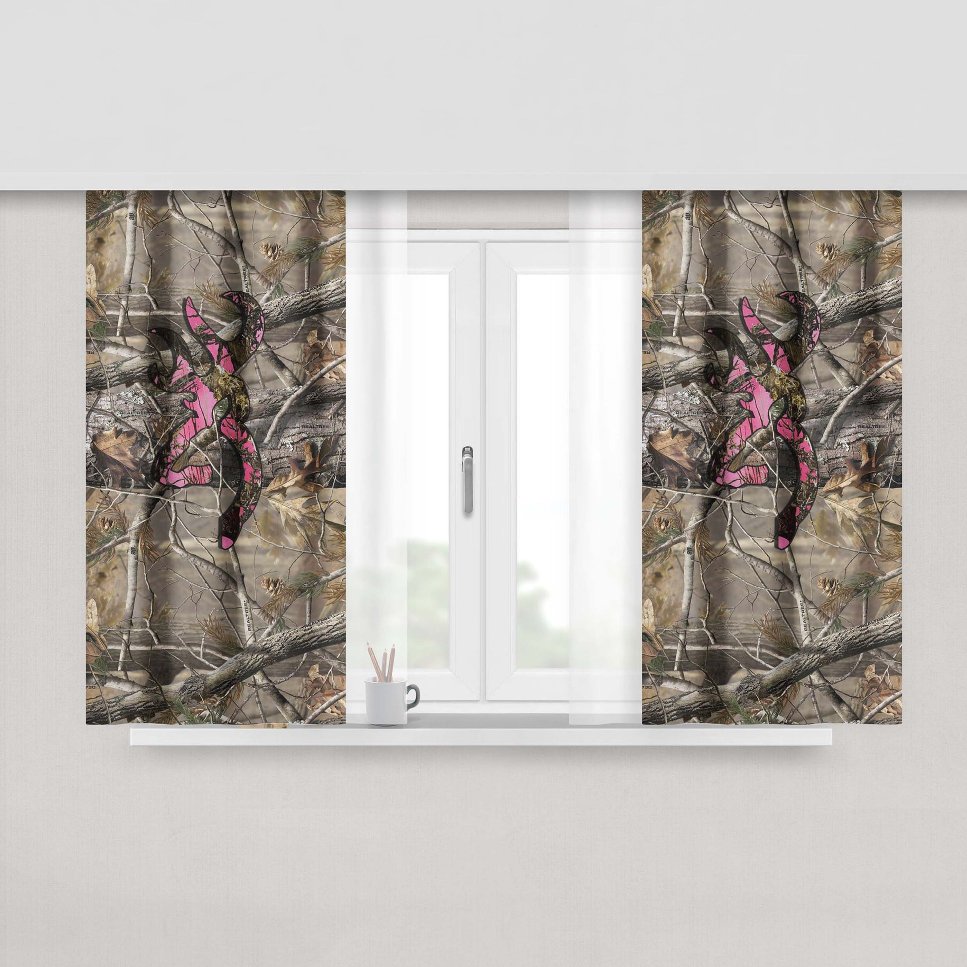Camouflage Browning Pink Peach Skin Window Curtains