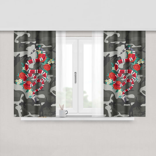 Camouflage Snake Design Peach Skin Window Curtains