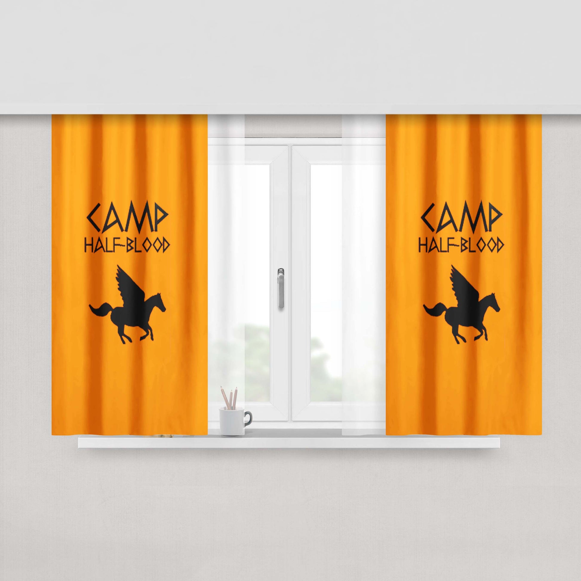 Camp Half Blood Orange Peach Skin Window Curtains